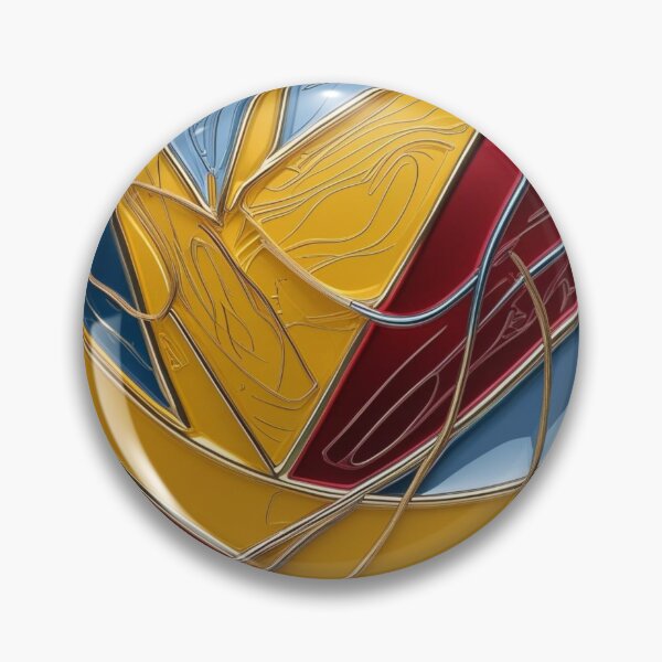 Item preview, Abstract Line Art in Red, Yellow, and Sky Blue Chrome with Metallic Accents designed and sold by Harmonic_Layers.