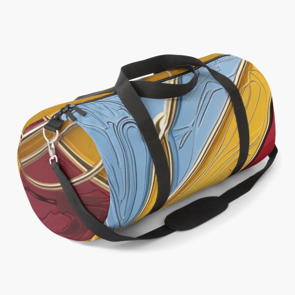 Item preview, Abstract Line Art in Red, Yellow, and Sky Blue Chrome with Metallic Accents designed and sold by Harmonic_Layers.