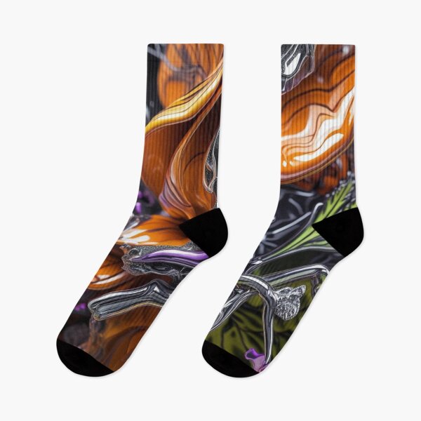 Item preview, Abstract Chrome Nature Artwork in Orange, Purple, Black, and Silver designed and sold by Harmonic_Layers.