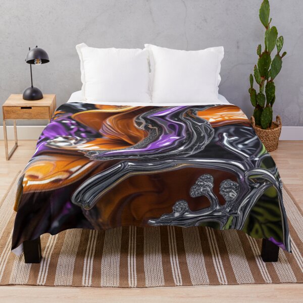 Item preview, Abstract Chrome Nature Artwork in Orange, Purple, Black, and Silver designed and sold by Harmonic_Layers.