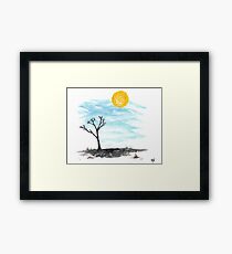 Hot Sun Blue Sky Desert Landscape Original Art Framed Print