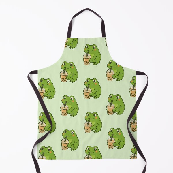 Item preview, Cute cartoon frog drinking boba tea designed and sold by mochi-melt.
