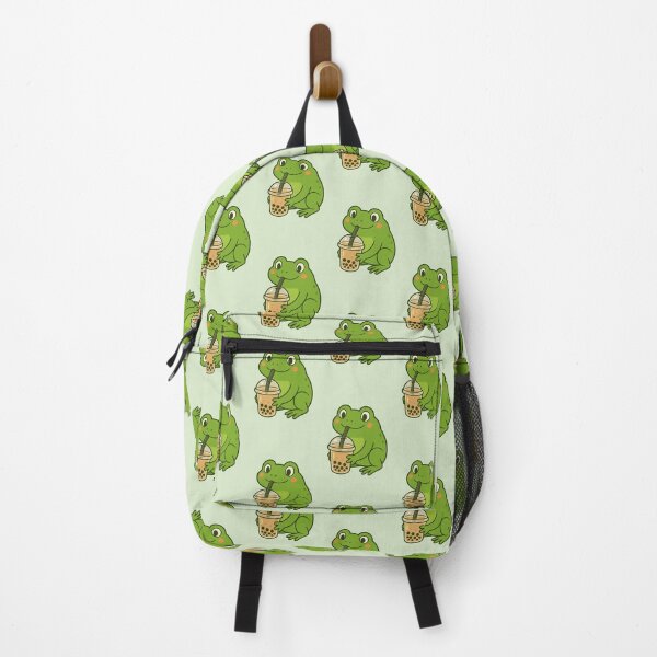 Item preview, Cute cartoon frog drinking boba tea designed and sold by mochi-melt.