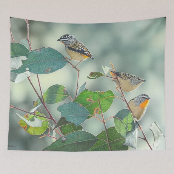 Item preview, SPANGLED - Spotted Pardalotes designed and sold by Frances McMahon Watercolour Bird Artist.