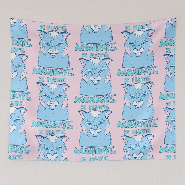 Item preview, I Hate Mondays - Feisty Cat - Grumpy Blue Cats  designed and sold by crestfallenmermaid.