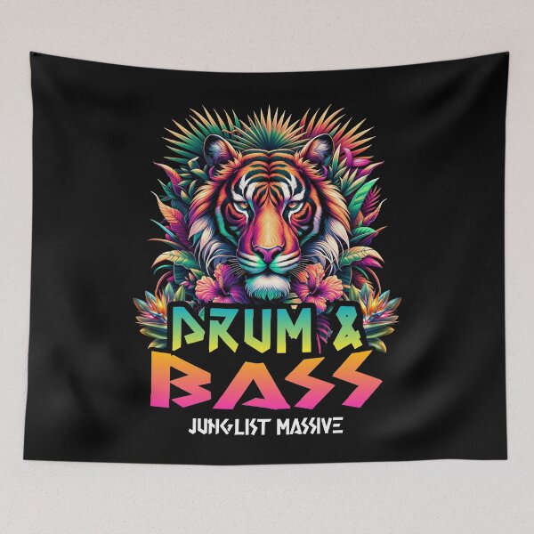 Item preview, DRUM AND BASS  - Tropical Bass Tiger (White)  designed and sold by Discothreadz.