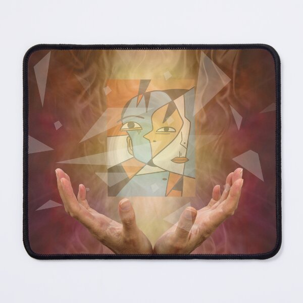 Item preview, Heal In Peace Quote With Hands Open, Flames, Shattered Pieces Of Glass With Multiple Faces designed and sold by HealingMedzllc.