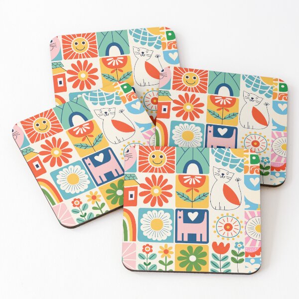 Artikelvorschau, Retro Folk Art Flowers and Animals Pattern entworfen und verkauft von Timegraf.
