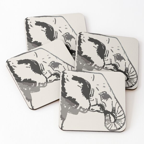 Item preview, Stencil Elephant Side View in Gray Pouring Art designed and sold by GAP90.