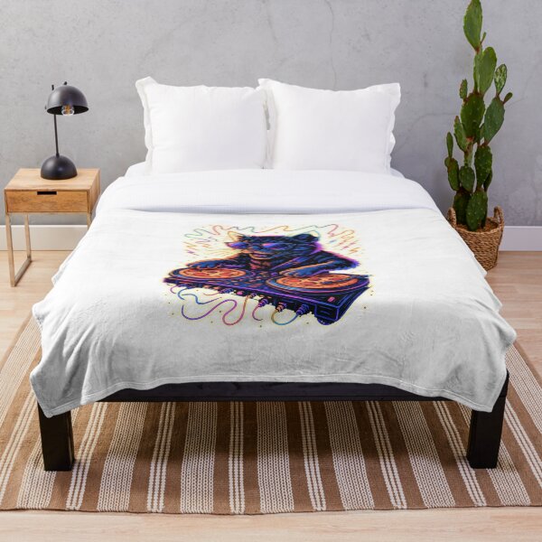Item preview, Cat DJ spinning records on pizza turntables designed and sold by Canvations.