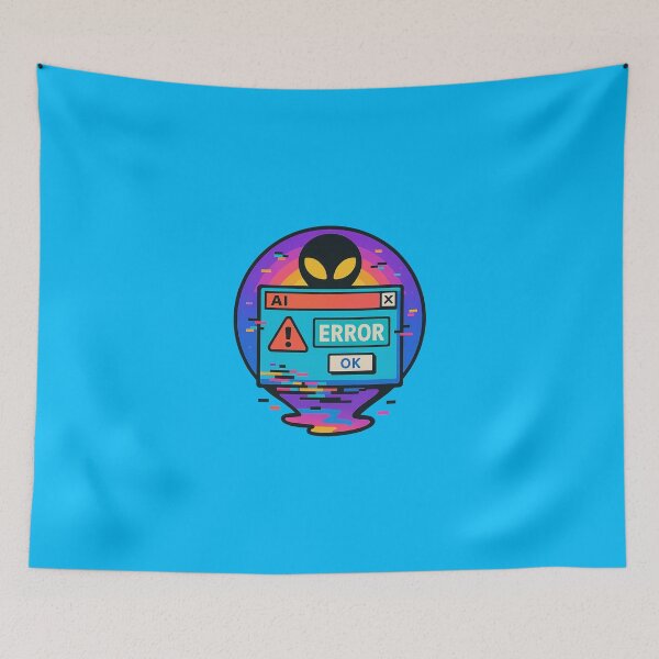 Item preview, Retro Glitch Alien Error Message – Colorful Vaporwave Sci-Fi Art designed and sold by AlexKramer.