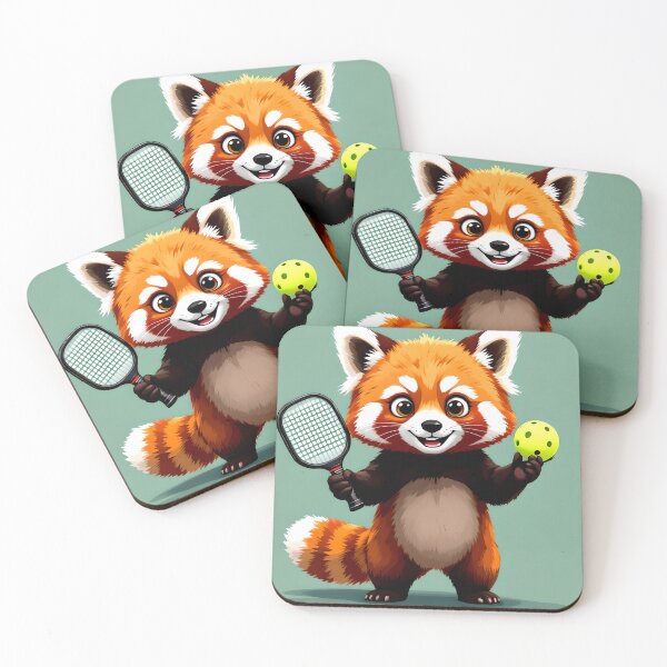 Item preview, pickleball red panda action ready art design designed and sold by SmashingDeals.