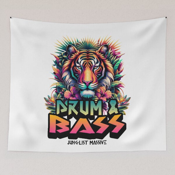 Item preview, DRUM AND BASS  - Tropical Bass Tiger (black)  designed and sold by Discothreadz.