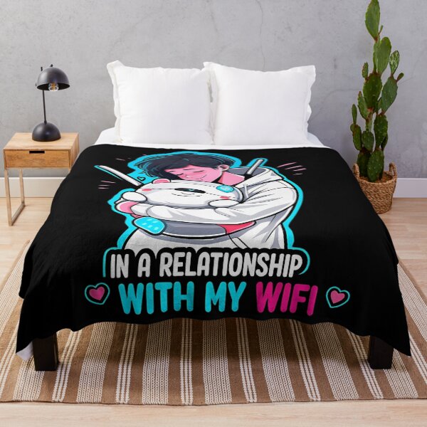 Item preview, Funny Wifi Quote  Cute Cartoon Girl Hugging Router designed and sold by leighannbalding.