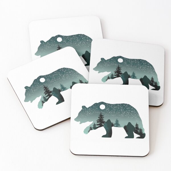 Item preview, Bear with Starry night, Full Moon, mountains and forest designed and sold by MagnoliaLake.