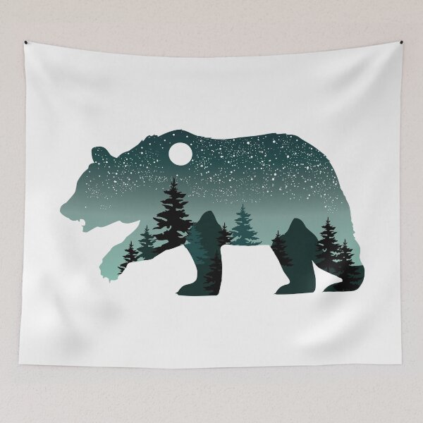 Item preview, Bear with Starry night, Full Moon, mountains and forest designed and sold by MagnoliaLake.