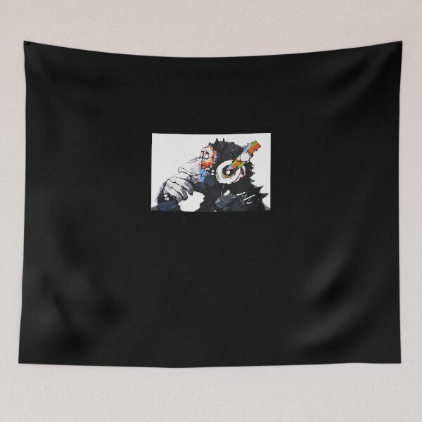 Item preview, Banksy Dj Monkey Thinker With Headphones White designed and sold by SvetlanaNolte.