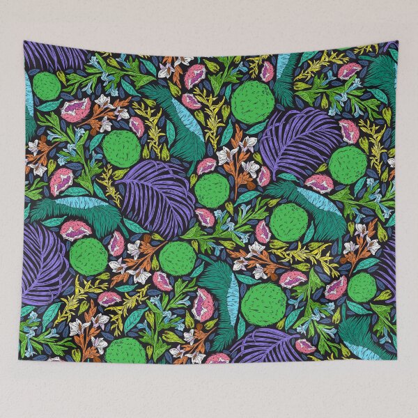 Item preview, Neon-Hues Tropical Breadfruit and Jungle Leaves Pattern designed and sold by DEC02.
