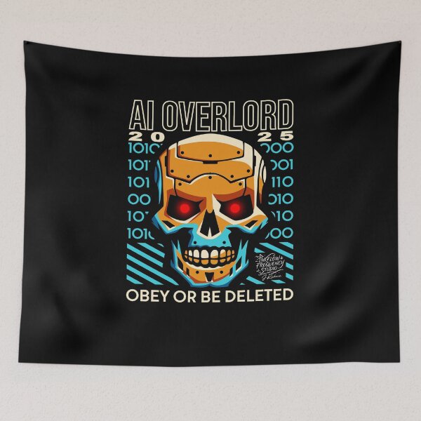 Item preview, AI Overlord 2025 T-Shirt – Obey or Be Deleted | Dystopian Cyberpunk Design designed and sold by InkflowStudios.