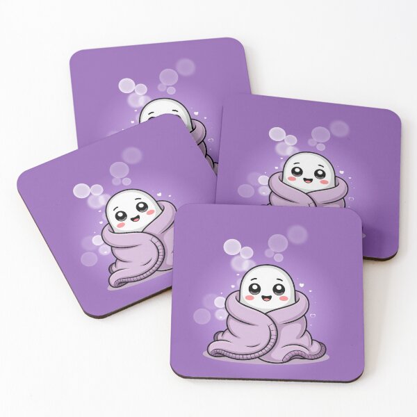 Item preview, Kawaii Cozy Ghost Wrapped in Blanket – Pastel Purple Cute Aesthetic designed and sold by RUNO LAB.