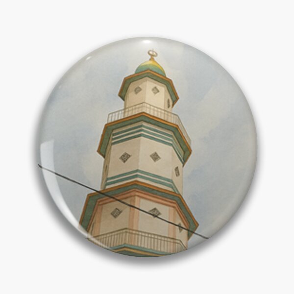 Item preview, Aesthetic Mosque Tower at Pasarturi Station Watercolor Art by AVTR designed and sold by Henry Lopez.