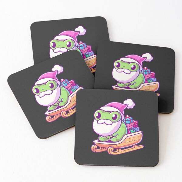 Item preview, Chibi Santa Frog – Kawaii Cute Christmas Frog Riding Sleigh with Gifts Funny Holiday Art designed and sold by ColorSplash123.