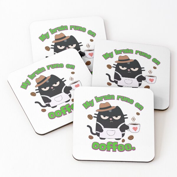 Item preview, My Brain Runs on Coffee Barista Cat designed and sold by IAPICTURE.