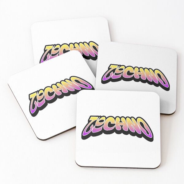 Item preview, TECHNO  - Y2K Gradient w Drop Shadow (black)  designed and sold by Discothreadz.