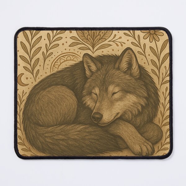 Item preview, Sleeping Wolf in Boho Botanical Style designed and sold by ALW951.