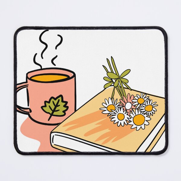 Item preview, Autumn book with daisy and coffee mug hand drawn designed and sold by Ahappycraft.