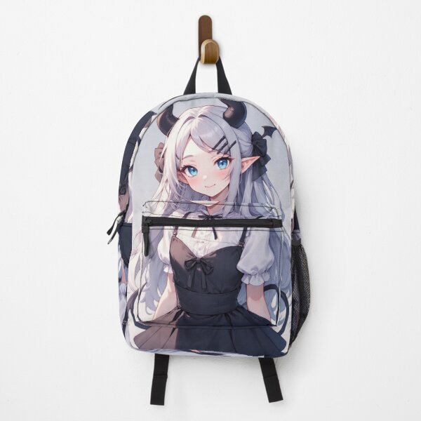 Item preview, Cute Anime Demon Girl with Gray Hair designed and sold by ArtsJulian.