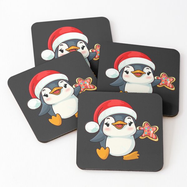 Item preview, Chibi Christmas Penguin – Kawaii Cute Penguin with Santa Hat Sliding on Ice Funny Holiday Art designed and sold by ColorSplash123.