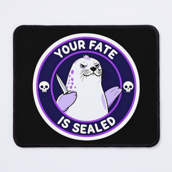 Item preview, Your Fate is Sealed Sticker – Cartoon White Seal with Knife and Skull Design designed and sold by FestivityFinds.