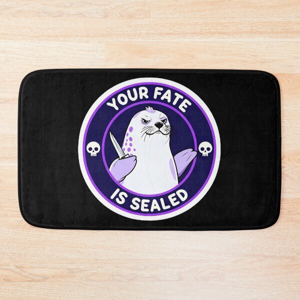 Item preview, Your Fate is Sealed Sticker – Cartoon White Seal with Knife and Skull Design designed and sold by FestivityFinds.
