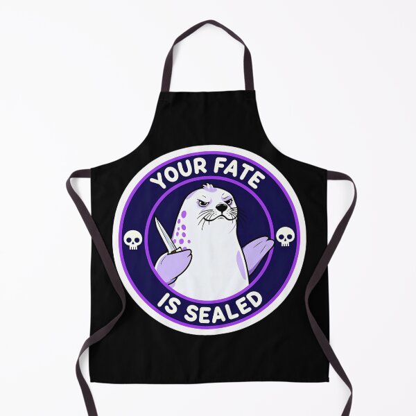 Item preview, Your Fate is Sealed Sticker – Cartoon White Seal with Knife and Skull Design designed and sold by FestivityFinds.