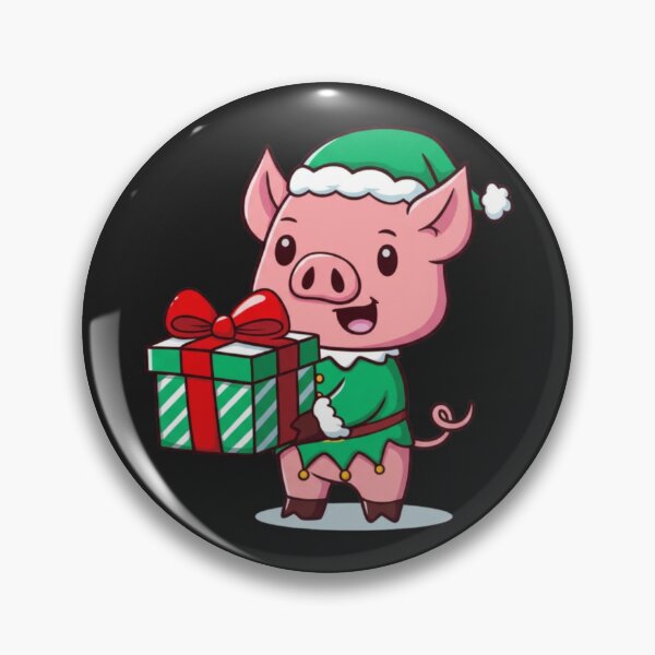 Item preview, Chibi Elf Pig – Kawaii Cute Christmas Pig Carrying Big Gift Funny Holiday Art designed and sold by ColorSplash123.