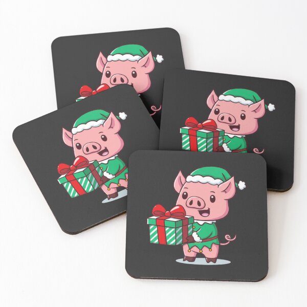 Item preview, Chibi Elf Pig – Kawaii Cute Christmas Pig Carrying Big Gift Funny Holiday Art designed and sold by ColorSplash123.