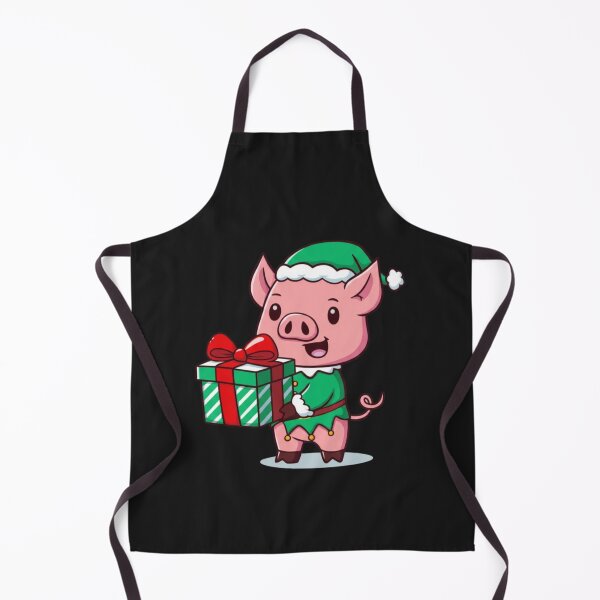 Item preview, Chibi Elf Pig – Kawaii Cute Christmas Pig Carrying Big Gift Funny Holiday Art designed and sold by ColorSplash123.