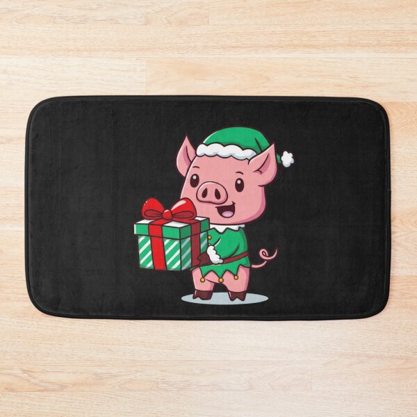 Item preview, Chibi Elf Pig – Kawaii Cute Christmas Pig Carrying Big Gift Funny Holiday Art designed and sold by ColorSplash123.