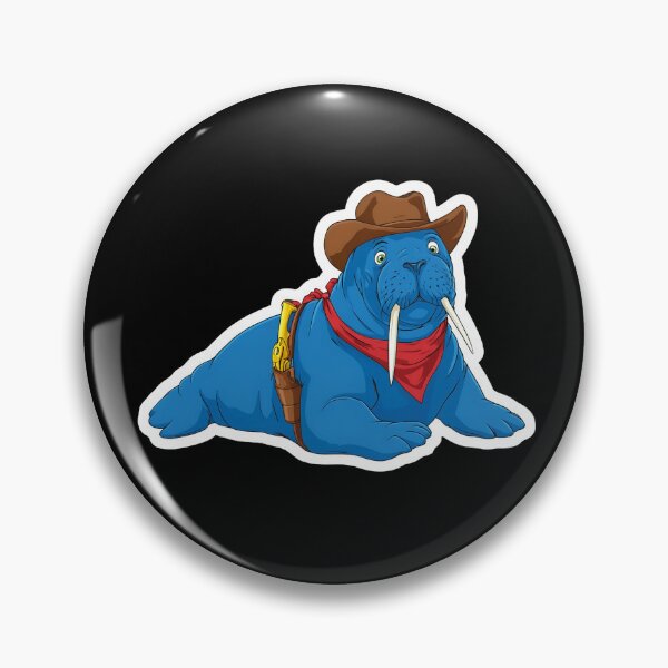 Item preview, Wild West Walrus Sticker – Cowboy Walrus with Hat and Bandana designed and sold by FestivityFinds.