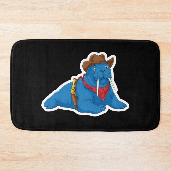 Item preview, Wild West Walrus Sticker – Cowboy Walrus with Hat and Bandana designed and sold by FestivityFinds.