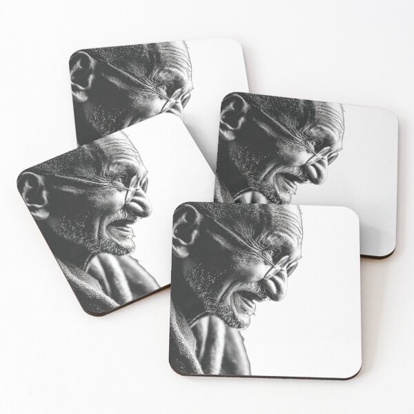 Item preview, Elderly man (Gandhi)  in profile with glasses, smiling warmly designed and sold by DadGenX.