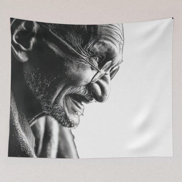 Item preview, Elderly man (Gandhi)  in profile with glasses, smiling warmly designed and sold by DadGenX.
