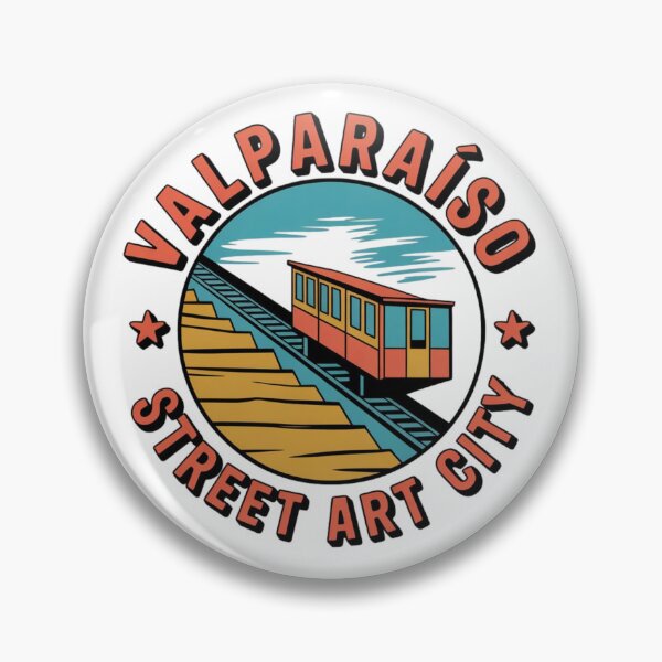 Item preview, Valparaíso Street Art Badge — Colorful Funicular & Hills, Chile designed and sold by Timeless Design.