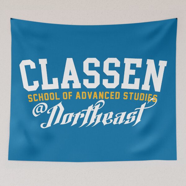 Item preview, Classen Calligraphy - White on Blue designed and sold by CSASMerch.
