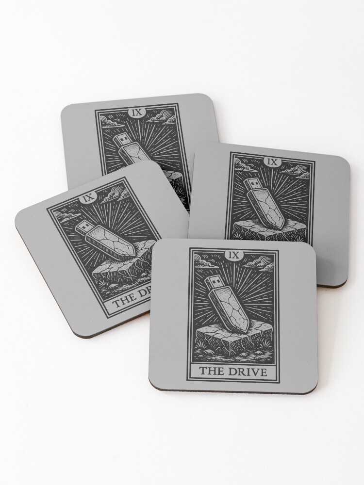 Thumbnail 1 of 5, Coasters (Set of 4), Backup Ritual Tarot – The Drive (Dark Variant) designed and sold by PCB1981.