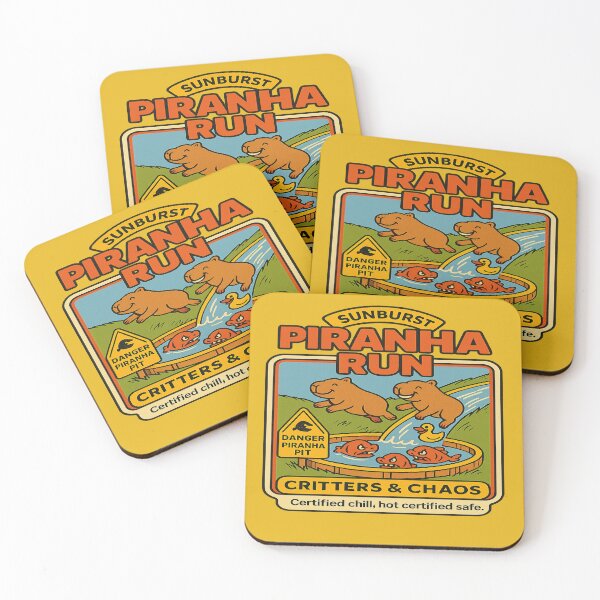 Item preview, Retro Capybara Piranha Run Art designed and sold by Derpy Lab .