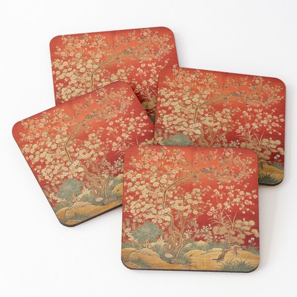 Item preview, Red Gold Silk Floral Tree Carpet designed and sold by GrinGalore.