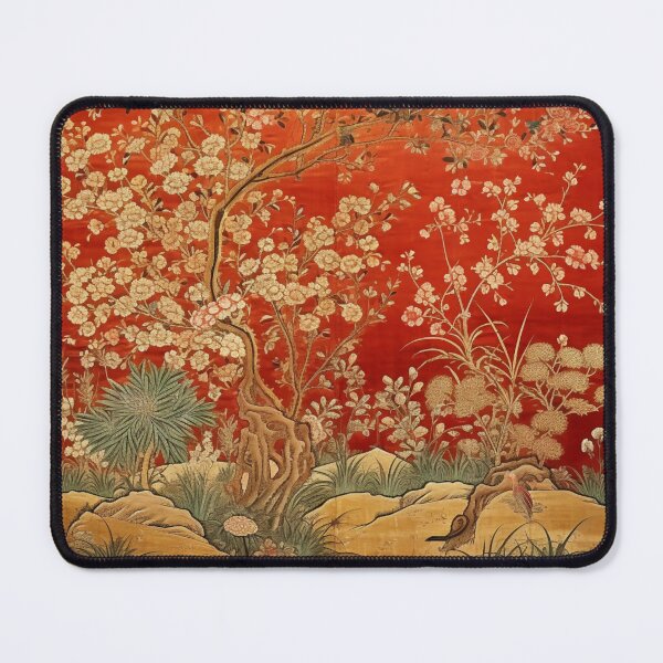 Item preview, Red Gold Silk Floral Tree Carpet designed and sold by GrinGalore.