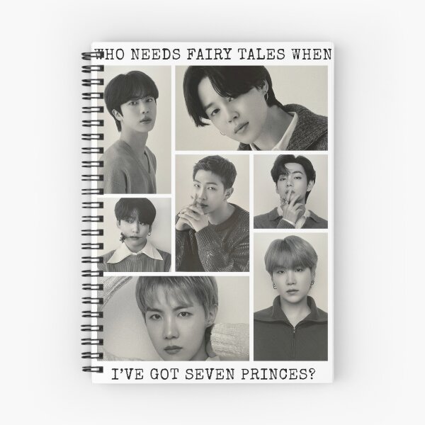 Item preview, Who Needs Fairy Tales When I’ve Got Seven Princes – BTS OT7 Notebook designed and sold by Chimmyxkookies.